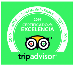 Certificado de excelencia TripAdvisor 2019 y Salón de la Fama