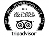 Certificado de excelencia TripAdvisor 2019 y Salón de la Fama